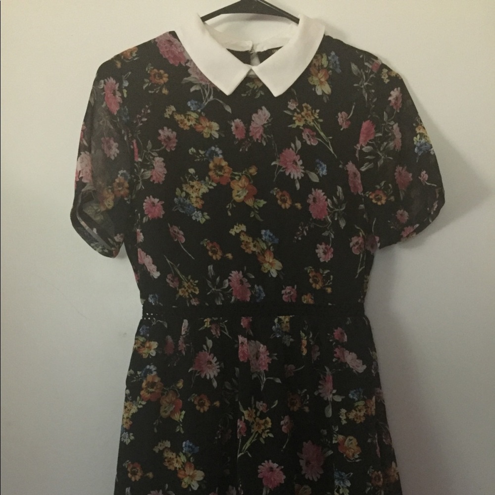 New Floral Peter Pan Collar Mini Dress